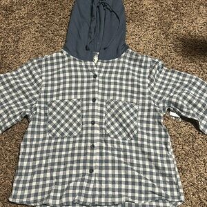 Blue and White Plaid Sweater